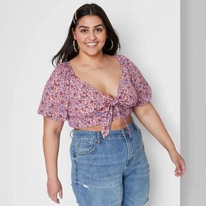 Wild Fable Multicolor Floral Tie-Front Blouse